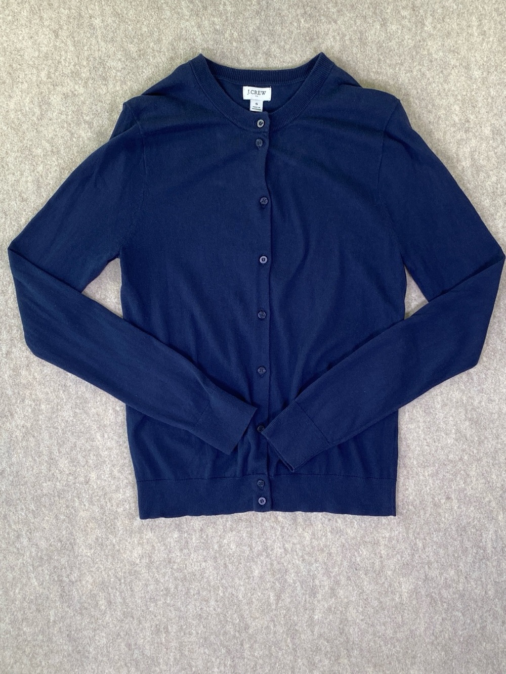 J. Crew Women's Navy Blue Crewneck Button Cardigan